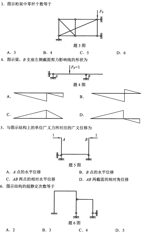 贵州自考2021年10月02439结构力学(二)真题与答案