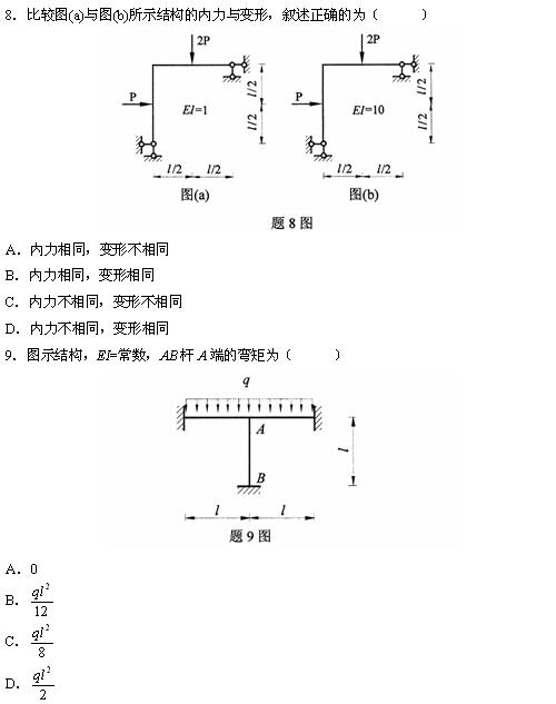 全国2010年4月高等教育自学考试结构力学(一)试题