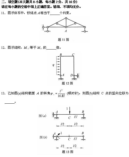全国2010年4月高等教育自学考试结构力学(一)试题